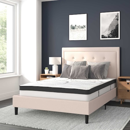 Flash Furniture Full Size Beige Fabric Platform Bed with Mattress SL-BM10-18-GG